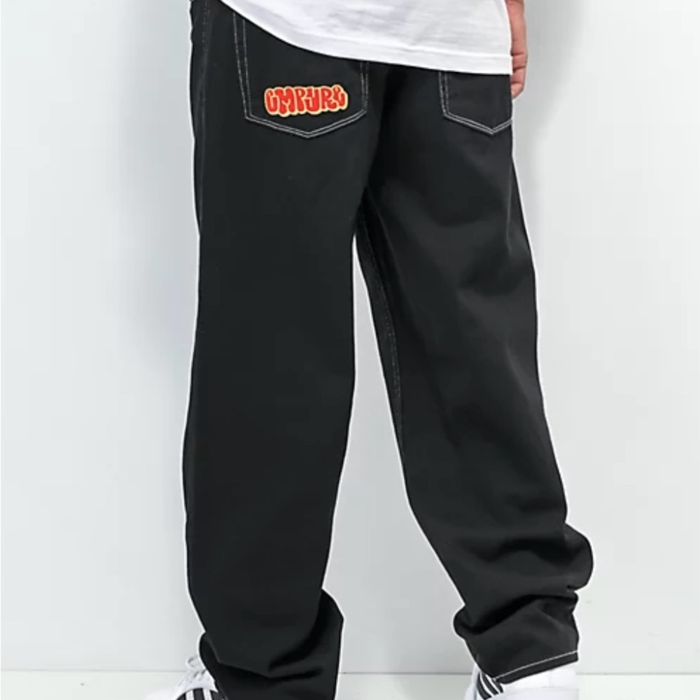 Empyre Black Relaxed Men's Jeans with White Stitching - NWOT